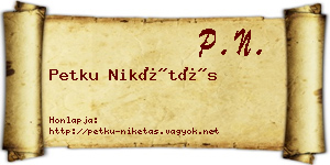 Petku Nikétás névjegykártya